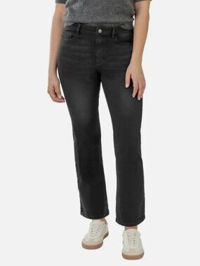 Well Worn Women's High-Rise Classic Straight Pants, Black, Size 14/34